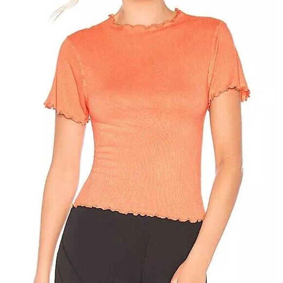 Free People Movement Madeline Funnel Baby Tee Shirt Short Sleeves Peach Size M/L - Picture 1 of 9